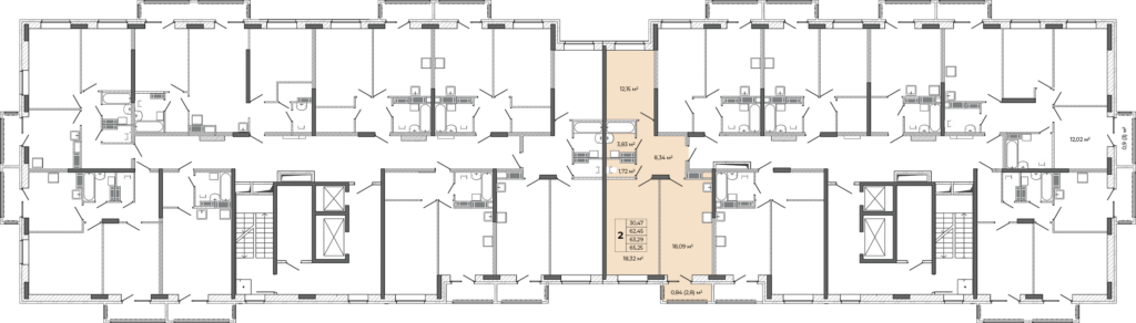 2-комнатная квартира — на этаже