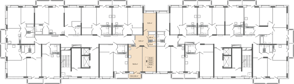 2-комнатная квартира — на этаже